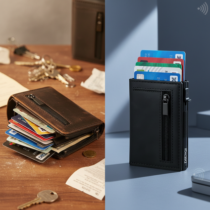 Portefeuille RFID en cuir - Premium